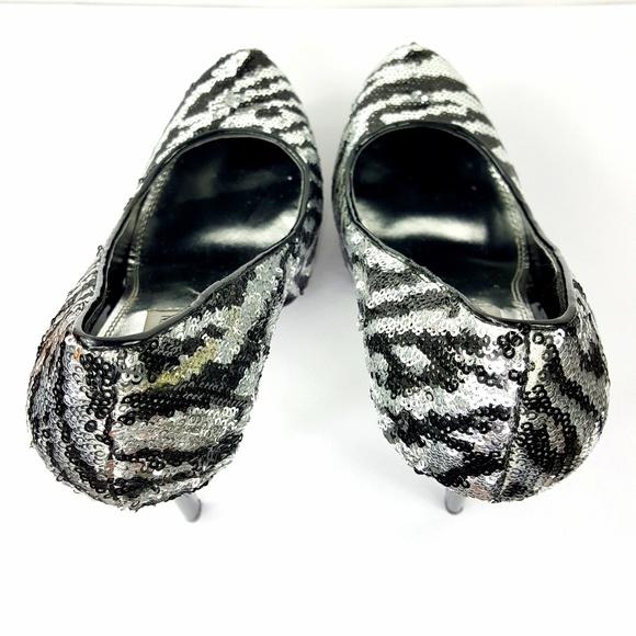Steve Madden Heel Stiletto Bliss Zebra Sequin US 9 - Picture 5 of 7